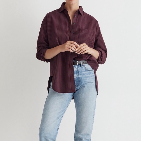 Madewell Purple Striped Button-Up Shirt - Picture 2 of 8